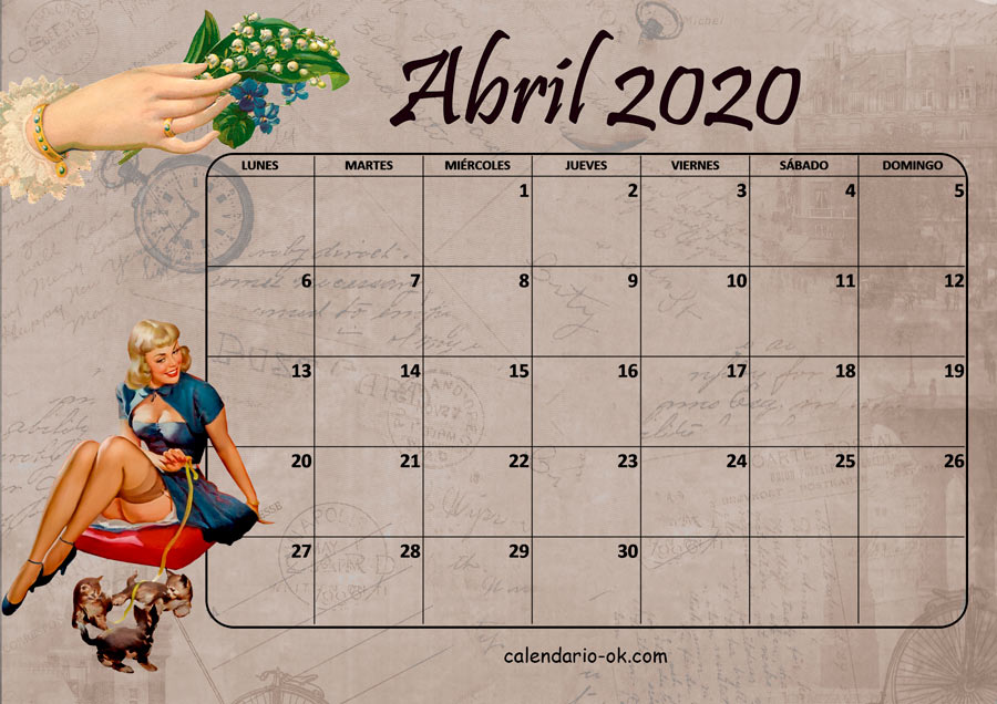 Calendario ABRIL 2020 VINTAGE