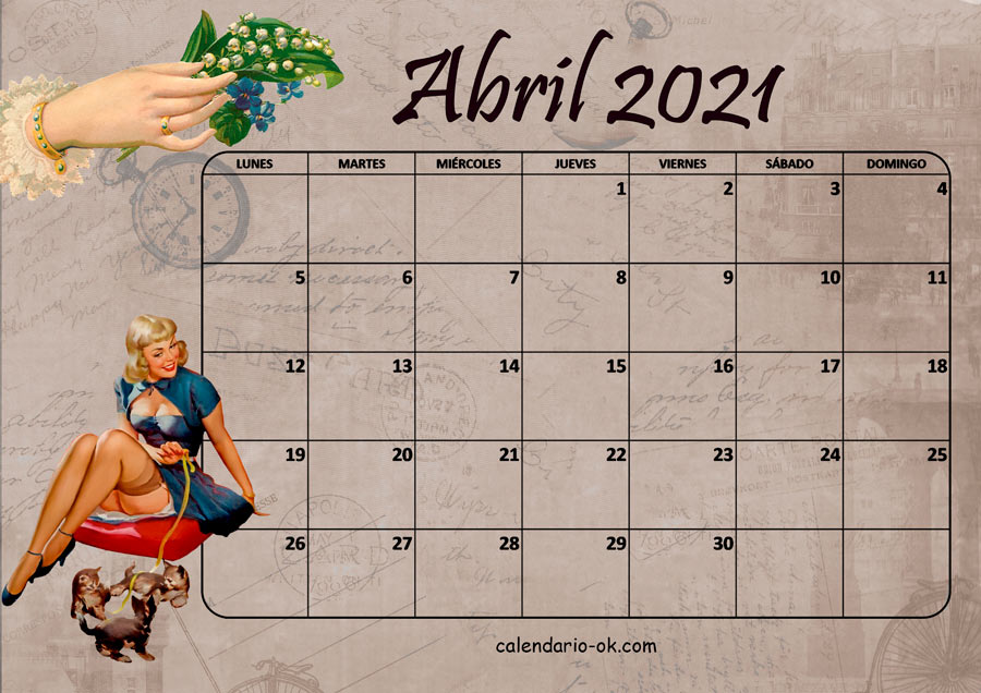 Calendario ABRIL 2021 VINTAGE