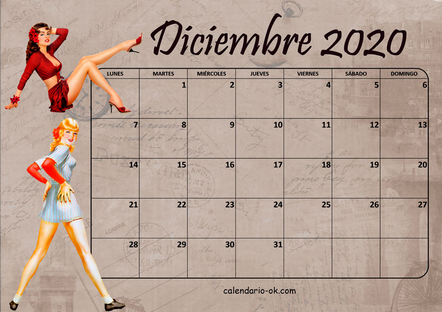 Calendario DICIEMBRE 2020 VINTAGE