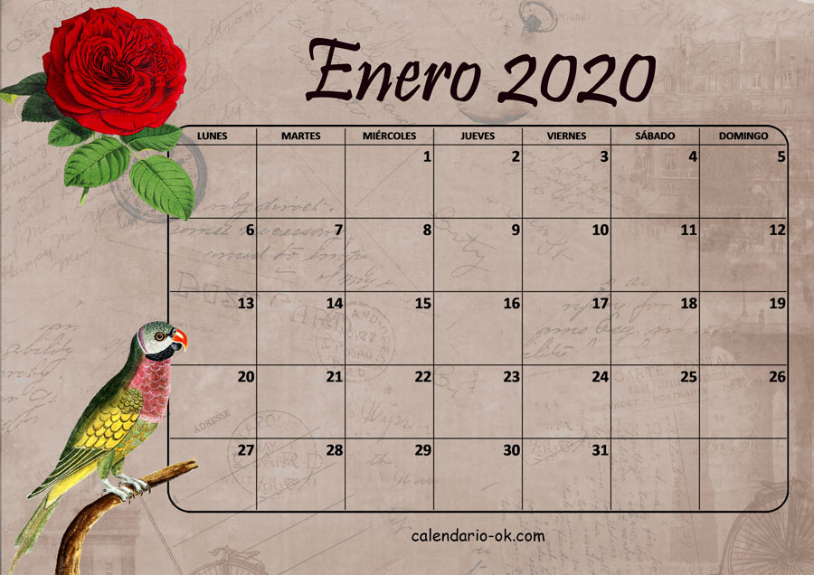 Calendario ENERO 2020 VINTAGE