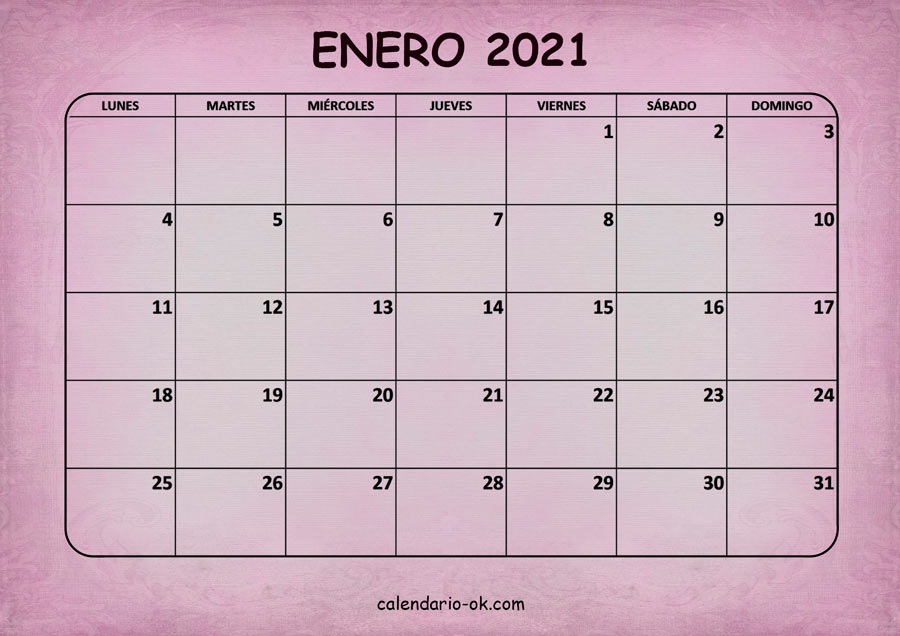 Calendario ENERO 2021 ROSA