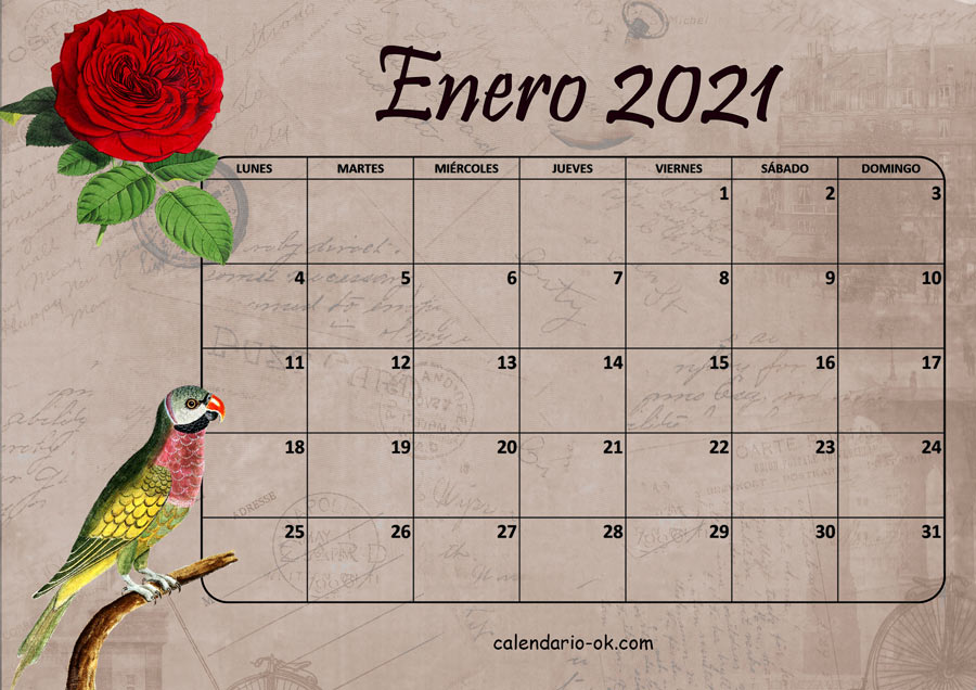 Calendario ENERO 2021 VINTAGE