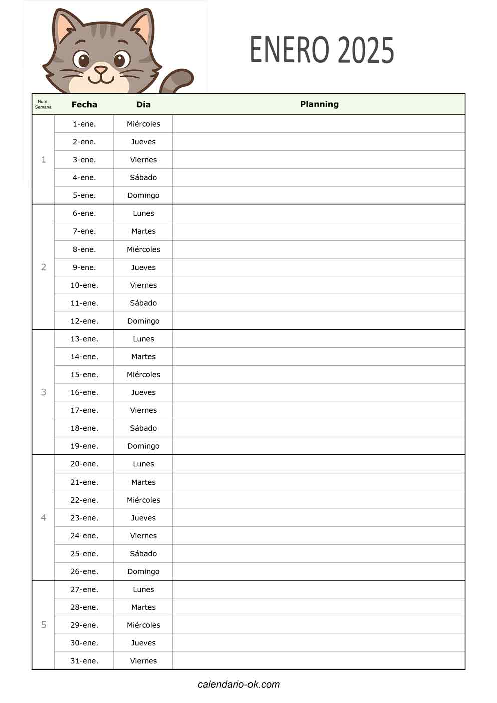 CALENDARIOS 2025 para IMPRIMIR