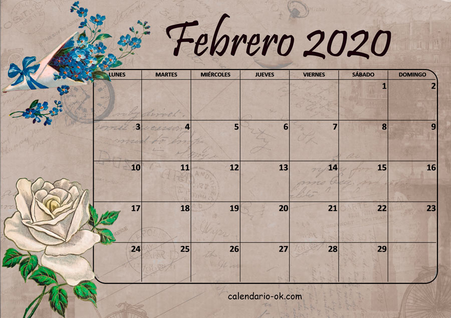 Calendario FEBRERO 2020 VINTAGE