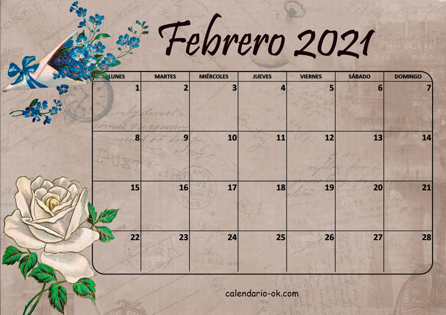 Calendario FEBRERO 2021 VINTAGE
