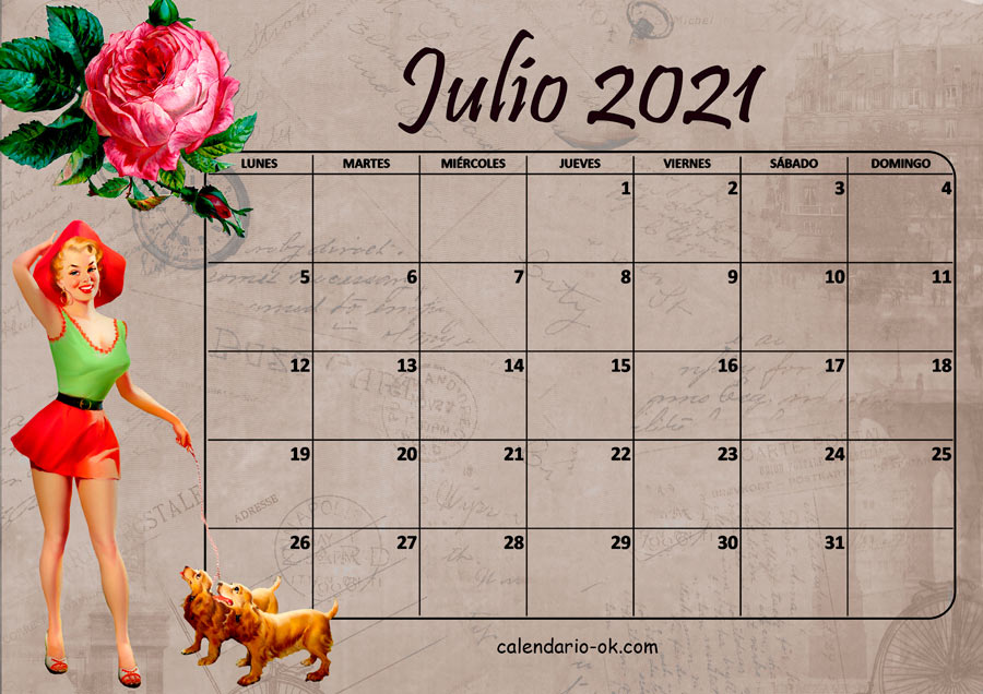 Calendario JULIO 2021 VINTAGE