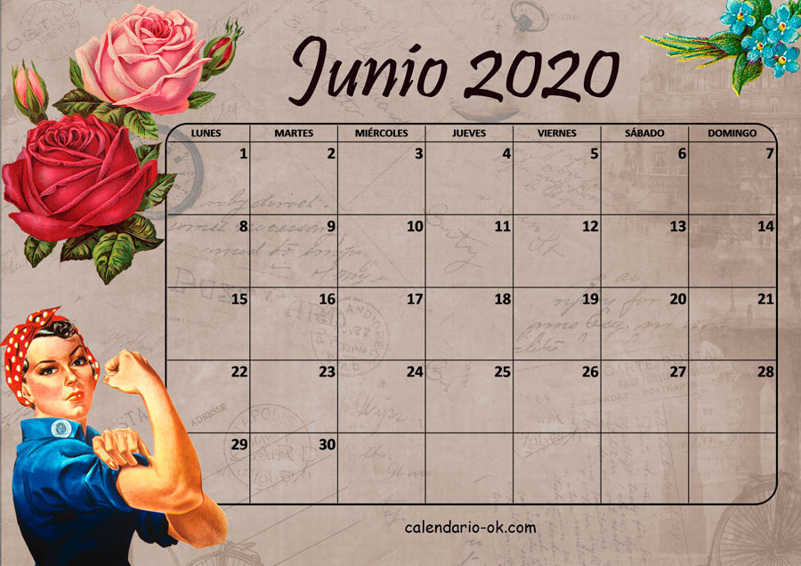 Calendario JUNIO 2020 VINTAGE