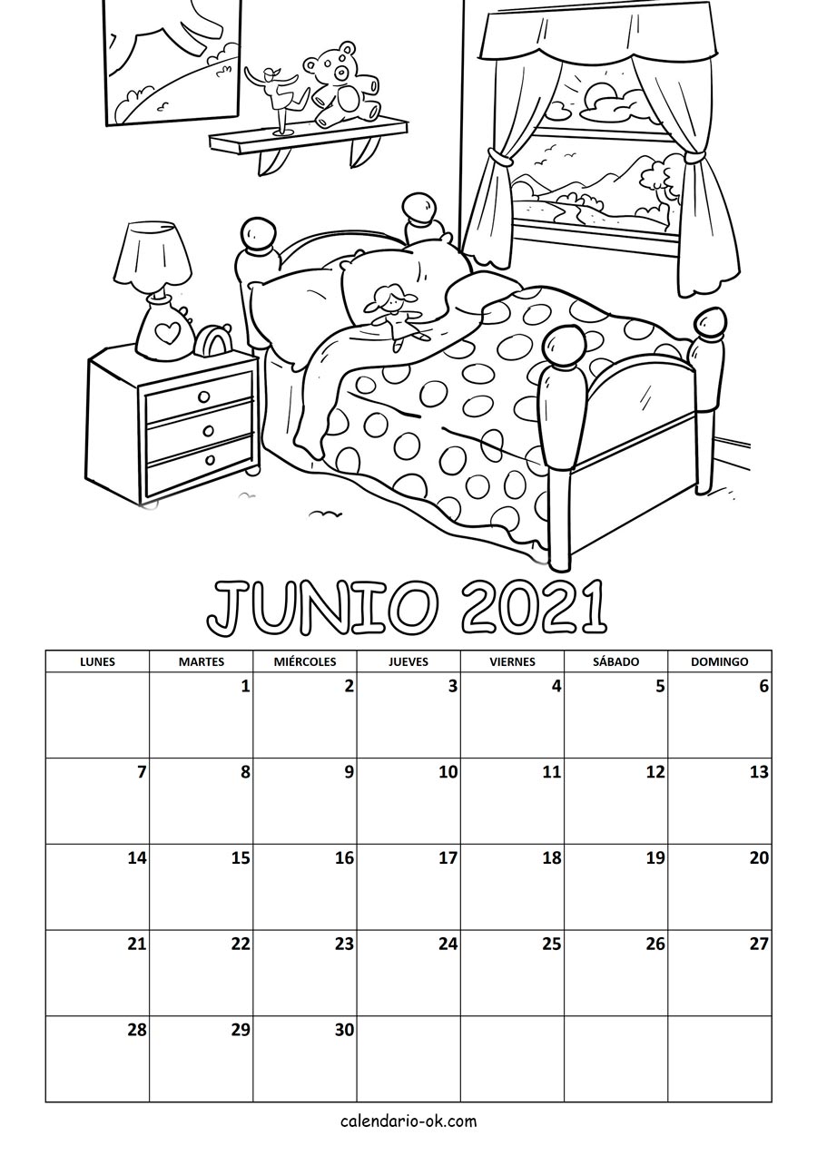 Calendario JUNIO 2021 COLOREAR