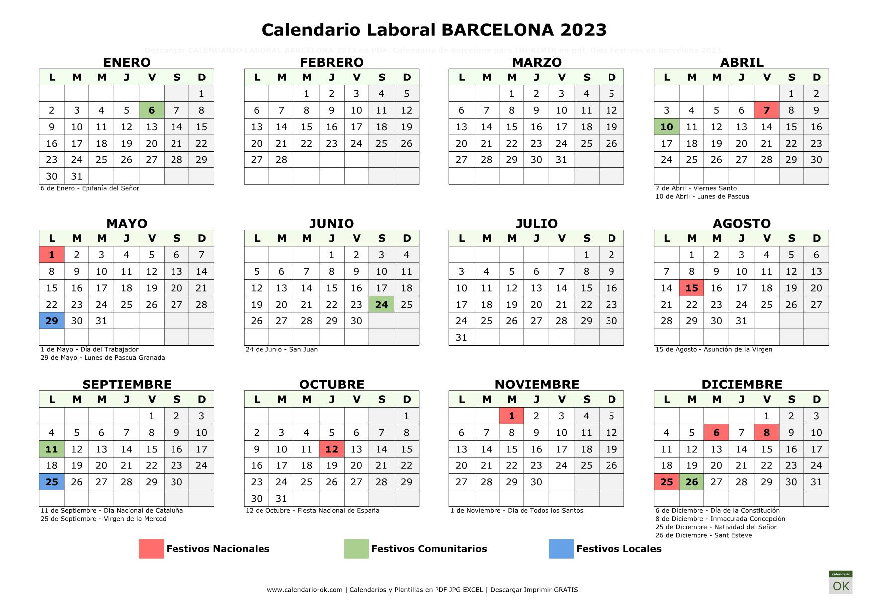 Impresión de Calendarios, Barcelona