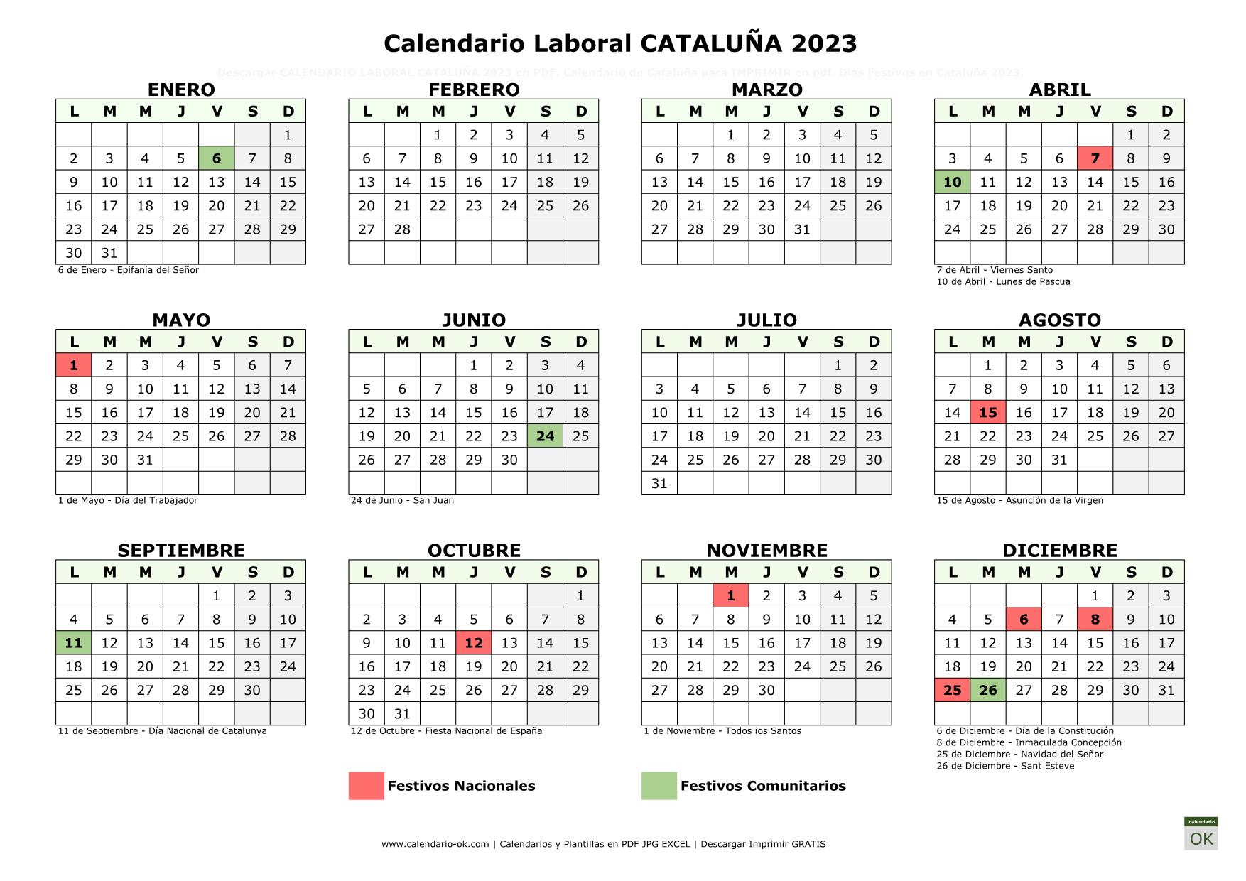 Fiesta En Catalunya 2023 Calendario Laboral CATALUÑA 2023 | PDF | JPG