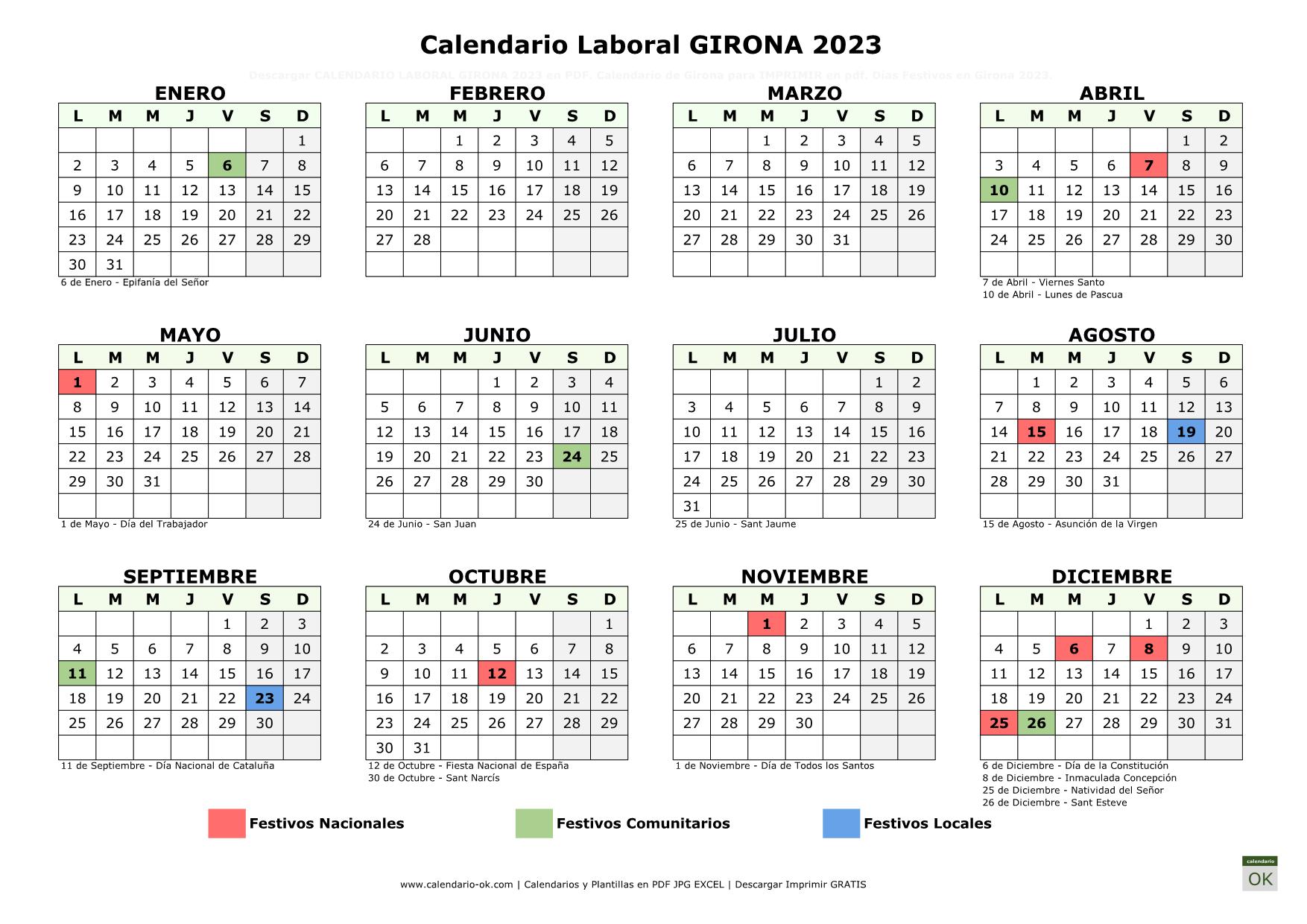 Calendario del girona 2023