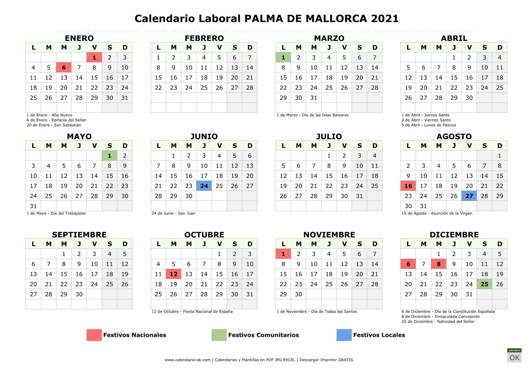 Dias Festivos Palma 2023 ▷ Calendario Laboral PALMA DE MALLORCA 2023 | Festivos