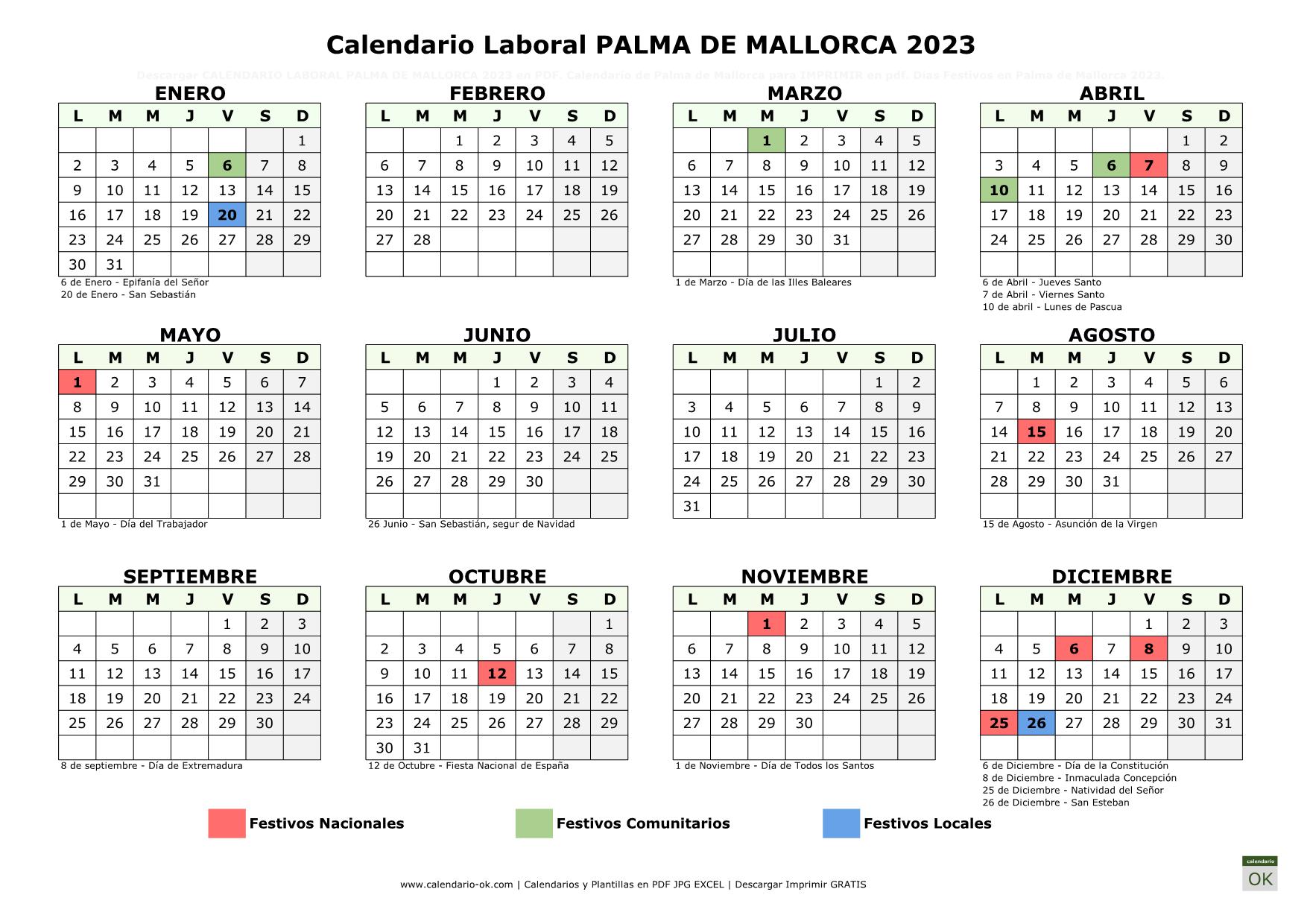 Calendario palma de mallorca 2023