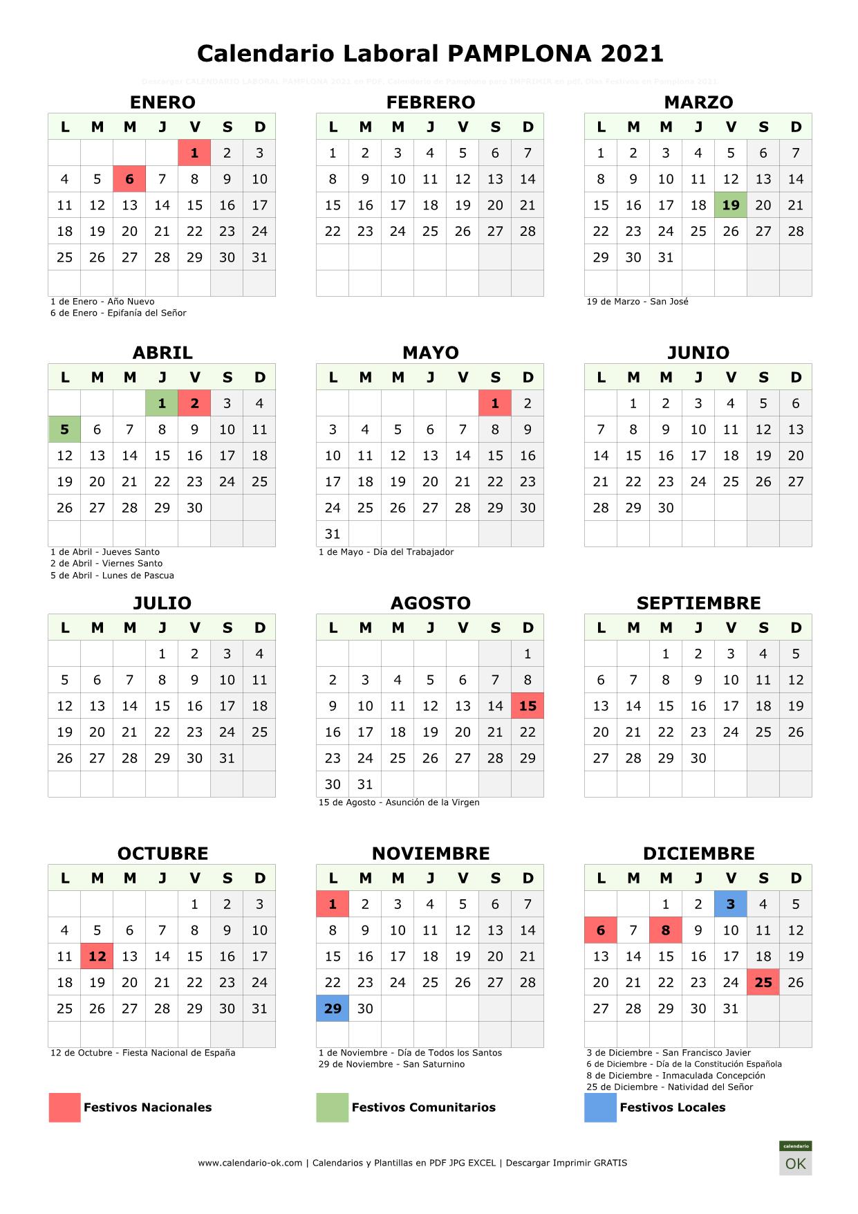 Festivos En Navarra 2023 ▷ Calendario Laboral PAMPLONA 2023 con Festivos