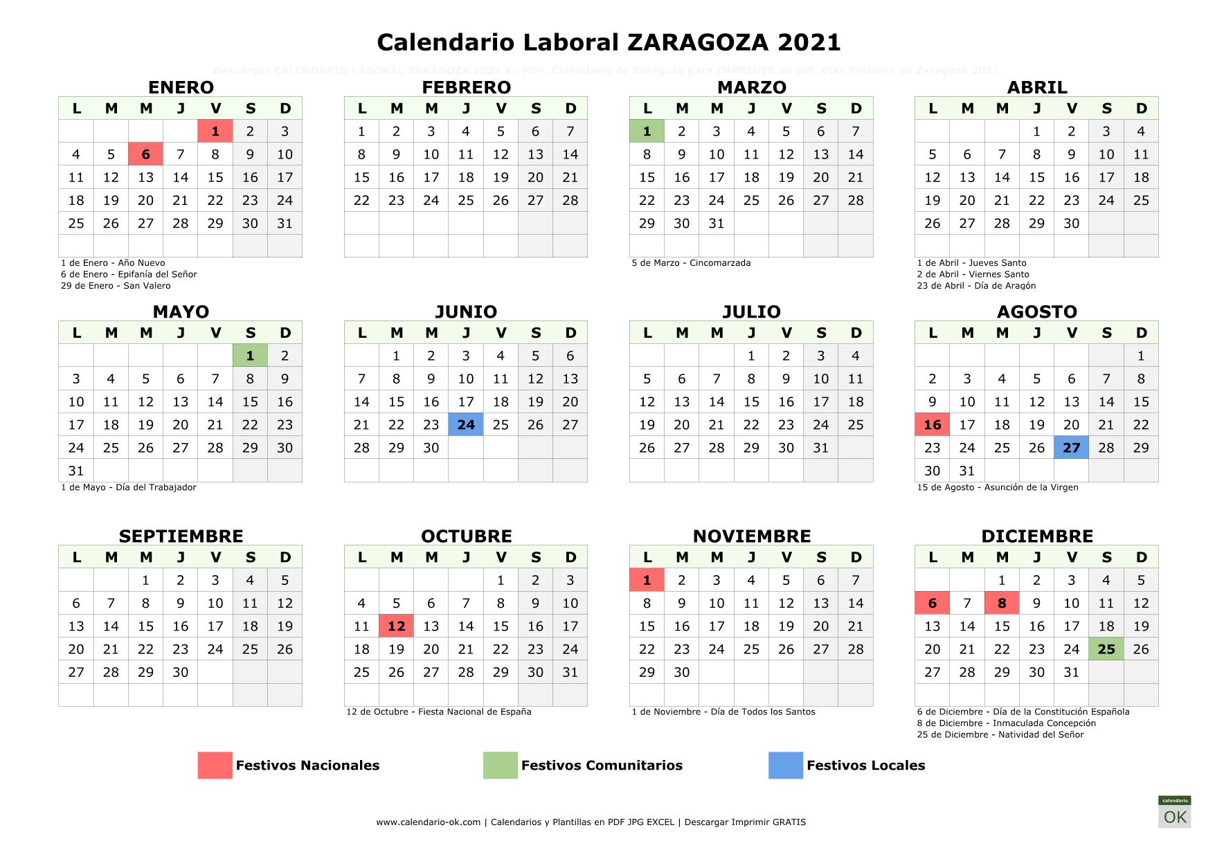 Festivo En Zaragoza 2023 ▷ Calendario Laboral ZARAGOZA 2023 con Festivos