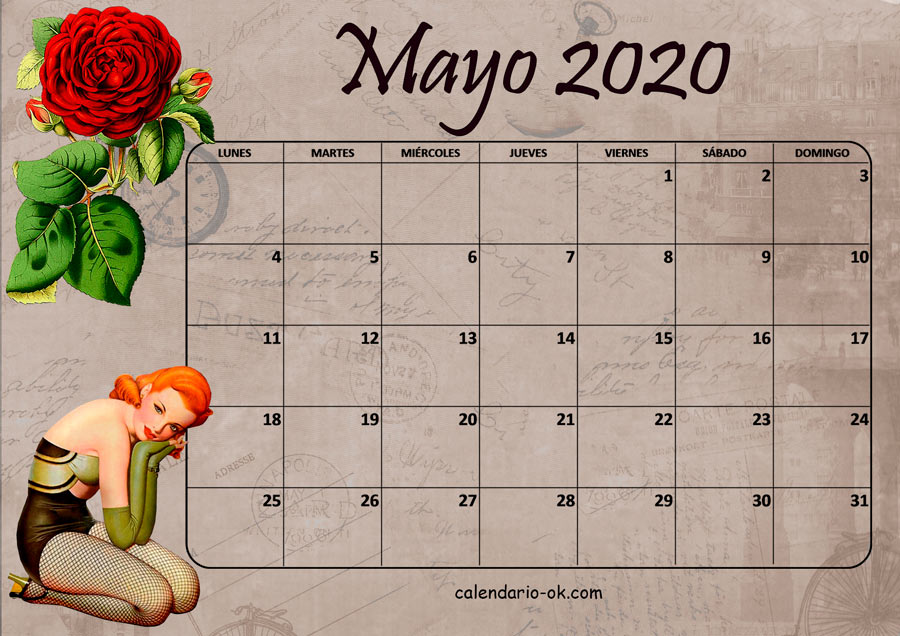Calendario MAYO 2020 VINTAGE