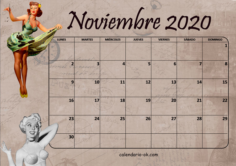 Calendario NOVIEMBRE 2020 VINTAGE