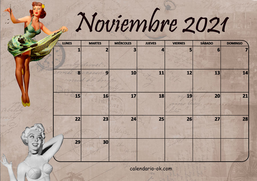 Calendario NOVIEMBRE 2021 VINTAGE