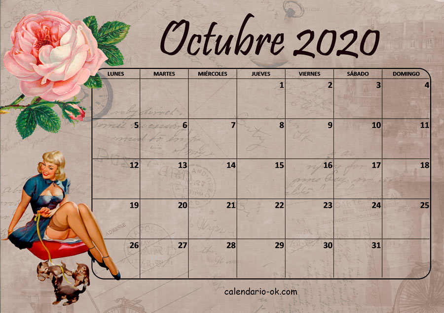Calendario OCTUBRE 2020 VINTAGE