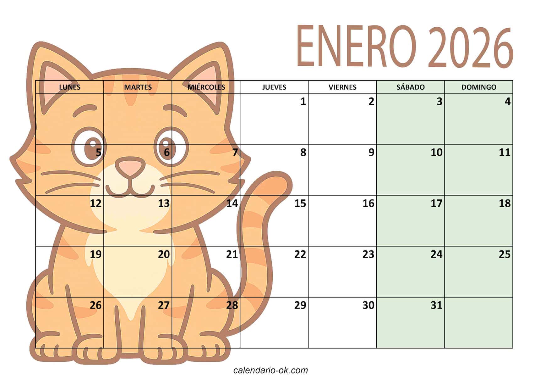 CALENDARIOS 2026 para IMPRIMIR