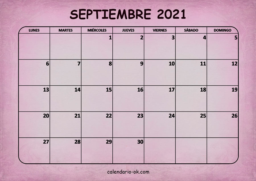 Calendario SEPTIEMBRE 2021 ROSA