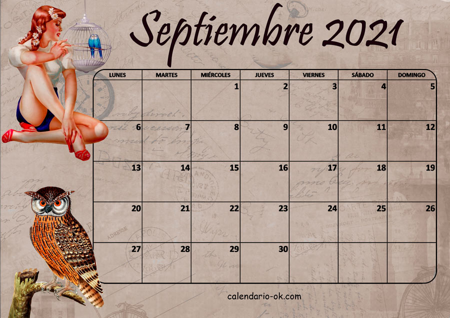 Calendario SEPTIEMBRE 2021 VINTAGE
