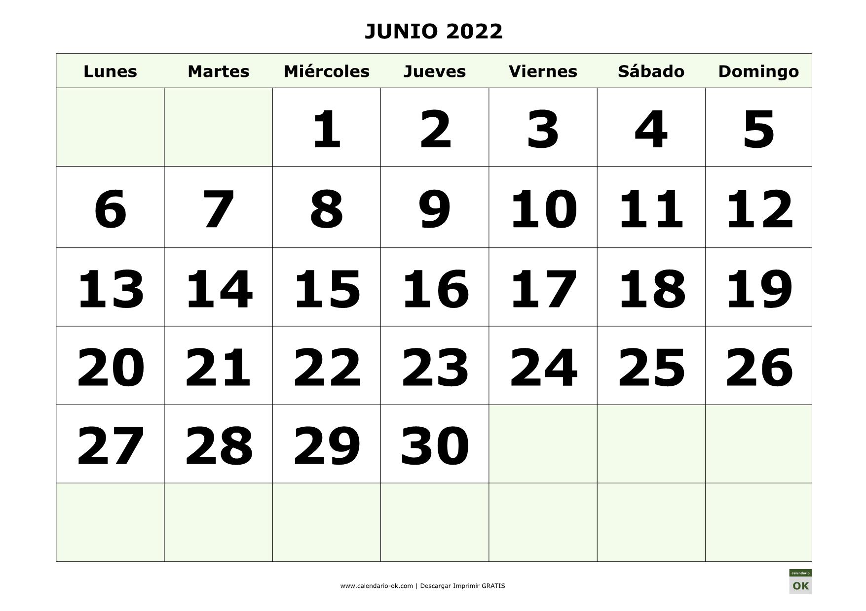 JUNIO 2022 con NUMEROS GRANDES