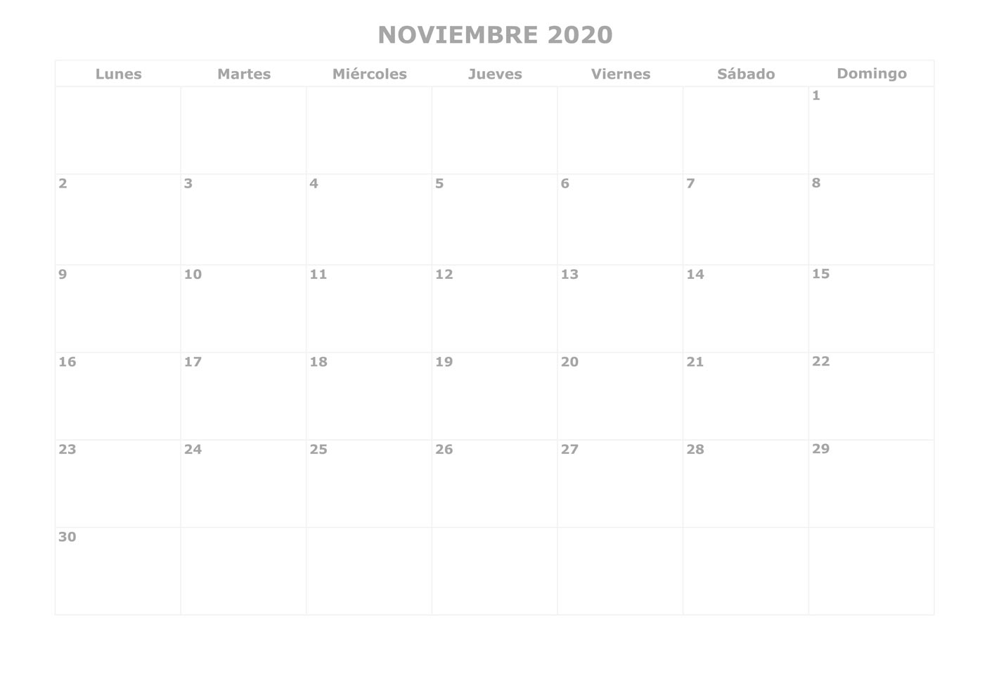 Retrato estómago error ▷ Plantilla Calendario 【NOVIEMBRE 2020】 para IMPRIMIR